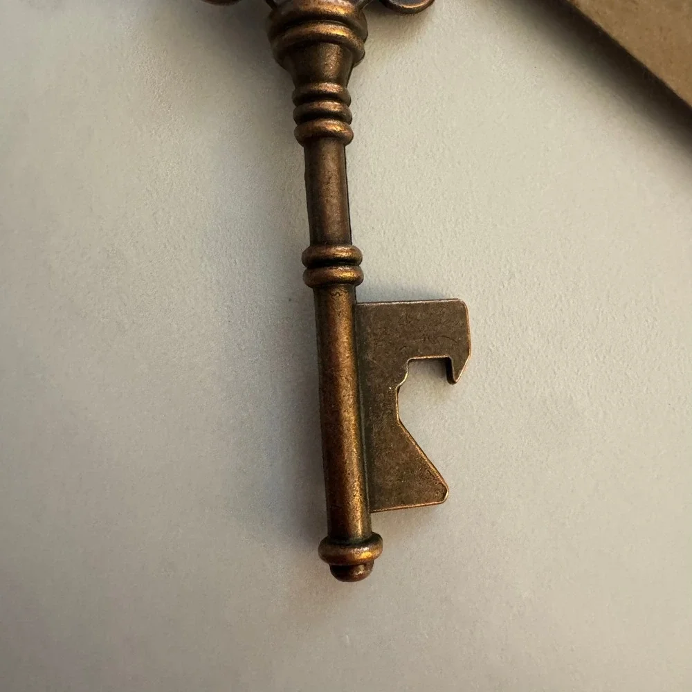 Key To Happiness Bottle Opener Favor Tag Wedding‎ Bronze Party Decor